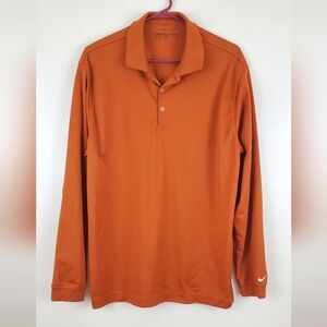 Nike Golf Dri-FIT Long Sleeve Polo Shirt Burnt Orange Size L Performance Top